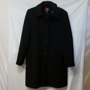 Gallery Black Trench With Detachable Hoodied Long Trench Over Coat Size M